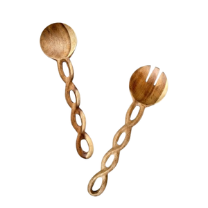 Juego de servidores de ensalada de madera ecológicos con mango de resina, cucharas y tenedores de madera minimalistas de calidad alimentaria para venta al por mayor - Product Image 3