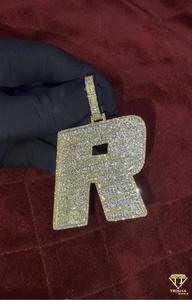 <b>Custom</b> " R " Pendant Gold Plated Iced Out <b>Necklace</b> Luxury Hip Hop Jewelry Fashion Accessory - Product Image 5