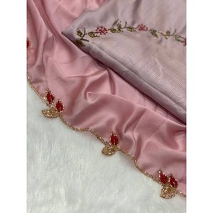 ATTRACTIVE RANGOLI SOIE TRAVAIL À LA MAIN SAREE AVEC BLOUSE INCOSÉE BÉBÉ ROSE - Product Image 6