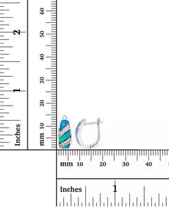 Orecchini a cerchio Huggie blu Opal e Cubic Zirconia creati da laboratorio in argento Sterling | Macacy's - Product Image 3