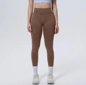 High Waist Full Length <b>Knitted</b> Spandex/Nylon 220g <b>Leggings</b> Solid Color Stretch Breathable Comfortable Sporty Women's Push Yoga - Product Image 1
