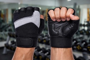 GREEN SWIFT INDUSTRIES Wholesale Custom Women's Leather Weight Lifting Gloves Breathable Half Finger Gym Workout Padded Palm - Product Image 4