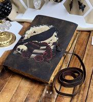 NEW ERA Carnet de notes et de croquis artisanal à couverture souple en cuir, reliure cousue, bord festonné antique, personnalisé, format moyen, cadeau