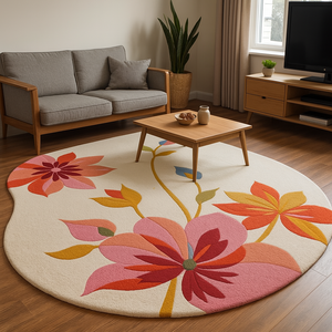 Hand Tufted Wool Area Rug Solid Color Non-Slip Pet Friendly High Pile Latex Backing Picnic Home <b>Decor</b> New Year Gift Wholesale - Product Image 2
