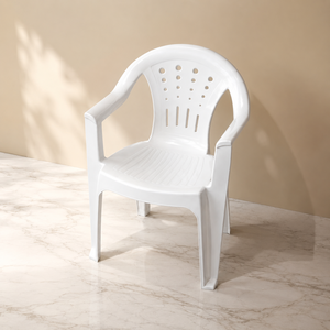 Silla de Plástico Blanca para Exteriores, Tendencia 2026, con Respaldo y Reposabrazos Sólidos, para Sala de Estar o Patio - Product Image 6