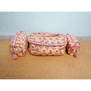 New Arrival Wholesale Handcrafted Tassel Printed Pure 100% Cotton Zipper Closure Small Eco-Friendly Cosmetic Organizer Bag - Product Image 1