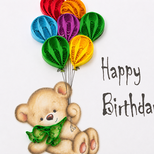 Wholesale Quilling <b>Paper</b> Card Teddy Quilled Balloons Design Theme Custom <b>Handmade</b> Birthday Bear Luxury 3D Birthday Card - Product Image 3