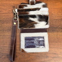 Porte-monnaie en cuir de vachette à poils, style occidental, élégant, multi-usages, avec porte-cartes ATM – Grande Vente