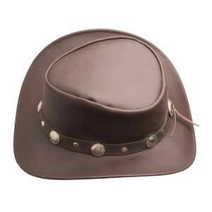 หมวกคาวบอยหนังกลับสีดาร์กช็อกโกแลต แต่งลายขาดแบบดิสเทรส พร้อมสายหนังประดับดาว - Product Image 3