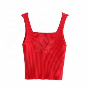 Débardeur court blanc à col carré pour femme, en tricot de spandex et polyester respirant, couleur unie, avec logo frontal - Product Image 4