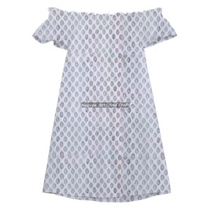 Meilleur Prix Vente Chaude Mode en Gros Robe Épaules Dénudées en Tissu Coton 100% Imprimé à la Main pour Mariage Très Demandée - Product Image 6