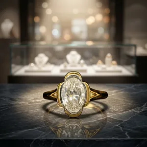 Luxury <b>18K</b> Yellow <b>Gold</b> Vintage Oval Cut Diamond Engagement <b>Ring</b> | Premium Fine <b>Gold</b> Jewelry for Women & Wedding Occasions - Product Image 6