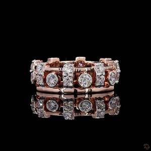 Bague éternité 1.88ct diamants cultivés en laboratoire en or rose 14K lunette et prong ensemble large bande de déclaration - Product Image 1