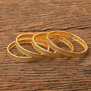 Stunning and Exclusive Collection of Flawless Design Cubic Zirconia Classic Bangles with Gold Plated Brass Peace Pattern 444001 - Product Image 4