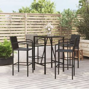 Ensemble de table de bar avec repose-pieds moyen en rotin PE noir, mobilier de jardin élégant pour une expérience de repas en plein air - Product Image 1