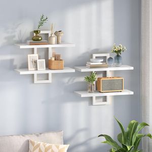 15 Inch 2-Tier Floating Wall Mounted Storage Shelves Hanging Bathroom and Living Room Shelves Set - Product Image 5