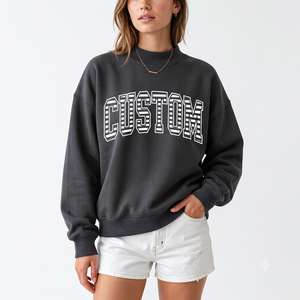 Wholesale Premium Women Mock Neck Sweatshirt Oversized Cotton Custom Private Label OEM Manufacturing - Product Image 1