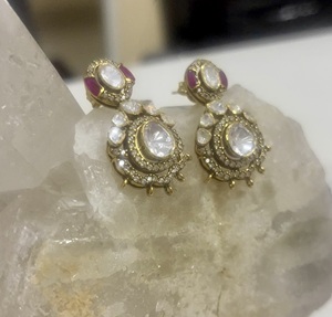 Gold Plated Silver <b>Crystal</b> Drop <b>Earrings</b> Oval Cut Rhinestone Flower Design Women's Wedding Classic Jewelry - Product Image 5