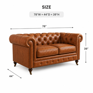 Sofá de cuero genuino de 2 plazas, sofá cama moderno con adornos de clavos, sofá ecológico y duradero para villa, sofá de cuero para sala de estar - Product Image 2