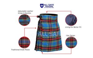 Prix usine de haute qualité hommes traditionnel écossais Kilt fait à la main plissé dos réglable boucle sangles tissu Premium - Product Image 2