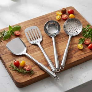 Utensilios de Cocina, Vajilla, Cucharas para Servir y Cocinar, Herramientas de Cocina de Acero de la Mejor Calidad, Juego de 4 Piezas a Precio Económico - Product Image 1