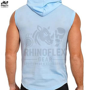 Débardeurs à capuche unisexe en tissu respirant pour la gym, coupe oversize, prix de gros, best-seller - Product Image 2