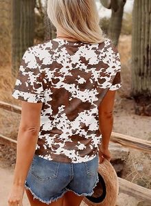 Camisetas de Verano para Mujer, Manga Corta, Cuello Redondo, Estampado Occidental, Estilo Casual y Lindo, Ropa 2026 - Product Image 4