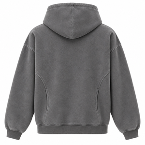 Custom Heavyweight Washed Stone <b>Grey</b> Oversized Hoodie Box <b>Frame</b> Embroidery Men Streetwear OEM Private Label Apparel Manufacturer - Product Image 3