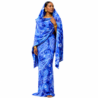 Toub Soudanais de Luxe pour Femmes, Tissu Voile de Coton Quatre Saisons, Imprimé Numérique Floral Personnalisé, Feuille d'Or, Longue Robe Ethnique Africaine