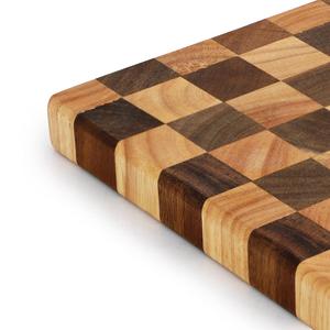 Tabla de cortar de madera de veta cruzada a cuadros - No tóxica, fácil de limpiar, apta para lavavajillas - Product Image 5