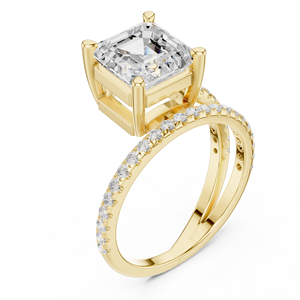 Anillo de Diseño en Oro Amarillo Sólido de 14k con Diamante Cultivado en Laboratorio con Corte Asscher Certificado por GRA, Anillo de Boda para Mujer, Gran Venta - Product Image 5