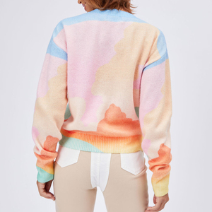 <b>Men</b> Women's Color Blocking Gradient Jacquard Knitted <b>Cardigan</b> Crew Neck Full Sleeve Casual 100% Acrylic/Nylon Anti-Pilling - Product Image 4