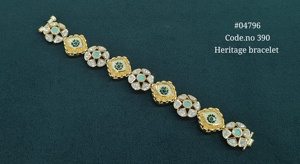Bracelet Kundan Sovereign plaqué or, pierres Kundan, laiton, bijoux ethniques Kundan pour mariage et fêtes. - Product Image 4