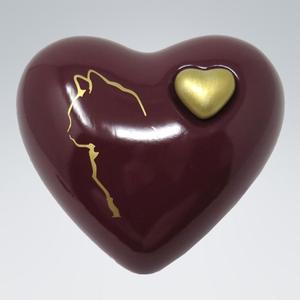 Urne commémorative noire avec imprimé chien bleu et mini cœur pour cendres, Cœur pour cendres funéraires en métal laiton/aluminium - Product Image 6