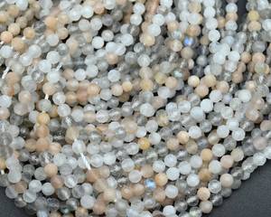 Cuentas de Piedra Lunar Natural Facetadas Redondas de 2mm, 3mm, 4mm, Cuentas Sueltas para Fabricación de Joyas, Pulseras, DIY, Venta al Por Mayor - Product Image 2