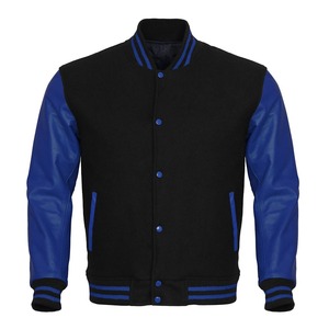 Veste universitaire en laine marron pour homme avec manches en cuir noir, logo frontal, coupe classique, col montant, coupe-vent, style preppy, tenue décontractée d'automne - Product Image 3