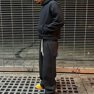 Conjunto Deportivo Ligero Antiarrugas con Capucha para Hombre, Color Negro, Manga Larga, Cierre con Cordón, Sudadera y Pantalones de Color Sólido, Estilo Casual - Product Image 2