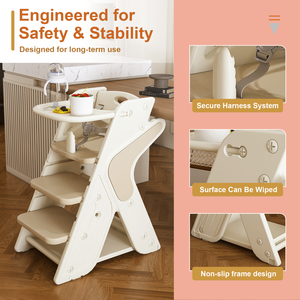 Silla de Comedor Multifuncional de Altura Ajustable, Silla Alta para Comer y Alimentar, Torre para Niños Pequeños, Uso Cinco en Uno - Product Image 5