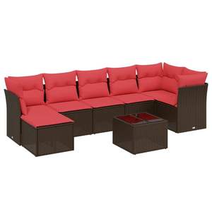 Juego de sofás de patio de ratán sintético marrón de 8 piezas con cojines, elegantes muebles de exterior - Product Image 2