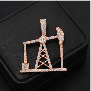 Iced Minimalist Statement Custom <b>Drilling</b> Rig 10K Gold Lab Grown Diamond Fashion <b>Jewelry</b> Pendants Charms Unique Necklaces Gifts - Product Image 3