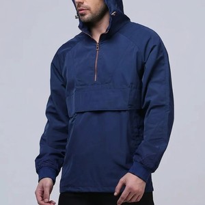 Wholesale Custom <b>Pullover</b> Windbreaker <b>Jackets</b> Coated Front Polyester Zipper Classic Casual Patchwork Plus Size Waterproof - Product Image 5