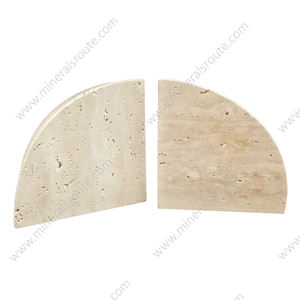 Prix d'usine – Nouveaux serre-livres de luxe en marbre travertin naturel, forme irrégulière, design gravé, robustes, idéal comme cadeau - Product Image 4