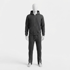 Ensemble de survêtement imprimé gris foncé pour homme, sweat-shirt à manches longues de couleur unie, pantalon de jogging avec poches latérales, coupe classique, hiver - Product Image 1
