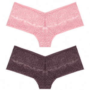 Lot de 6 culottes boyshorts mi-hautes en dentelle pour femme, respirantes, en Spandex/Coton, tricotées sans couture, coloris Noir Prune, pour White Peach - Product Image 4