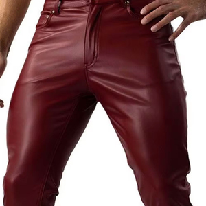 Pantalon moto en cuir marron pour homme, taille haute, avec lacets latéraux et poches cargo, style motard, pour l'automne - Product Image 6