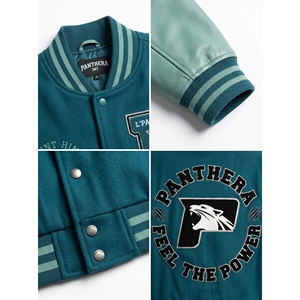 Custom Men's Premium Woven Embroidered Melton Wool Letterman Suit Varsity Jacket <b>Trouser</b> Set Leather Sleeves Front OEM XL Spring - Product Image 4