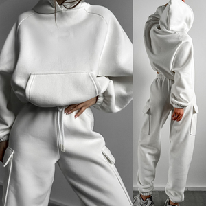 Custom Heavyweight Cotton Unisex Drop Shoulder Sweat Suit 2 Piece <b>Blazer</b> Joggers <b>Set</b> Winter Fleece Tracksuit Casual Streetwear - Product Image 4