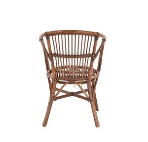 Antique Brown <b>Rattan</b> Dining <b>Chair</b> with Armrests Handcrafted Wicker <b>Tub</b> Armchair for Vintage Restaurant Cafe Hotel Furniture Shop - Product Image 2