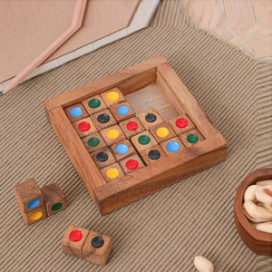 Wooden Sliding Tile <b>Puzzle</b> Game With Colorful Colored Dots Interactive Brain Teaser Toy For Logic Skill Development Play And Fun - Product Image 1