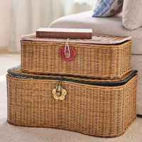Ensemble de 2 paniers de rangement avec couvercle, fabriqués au Vietnam, avec design OEM ODM, meilleur prix pour les quantités en gros